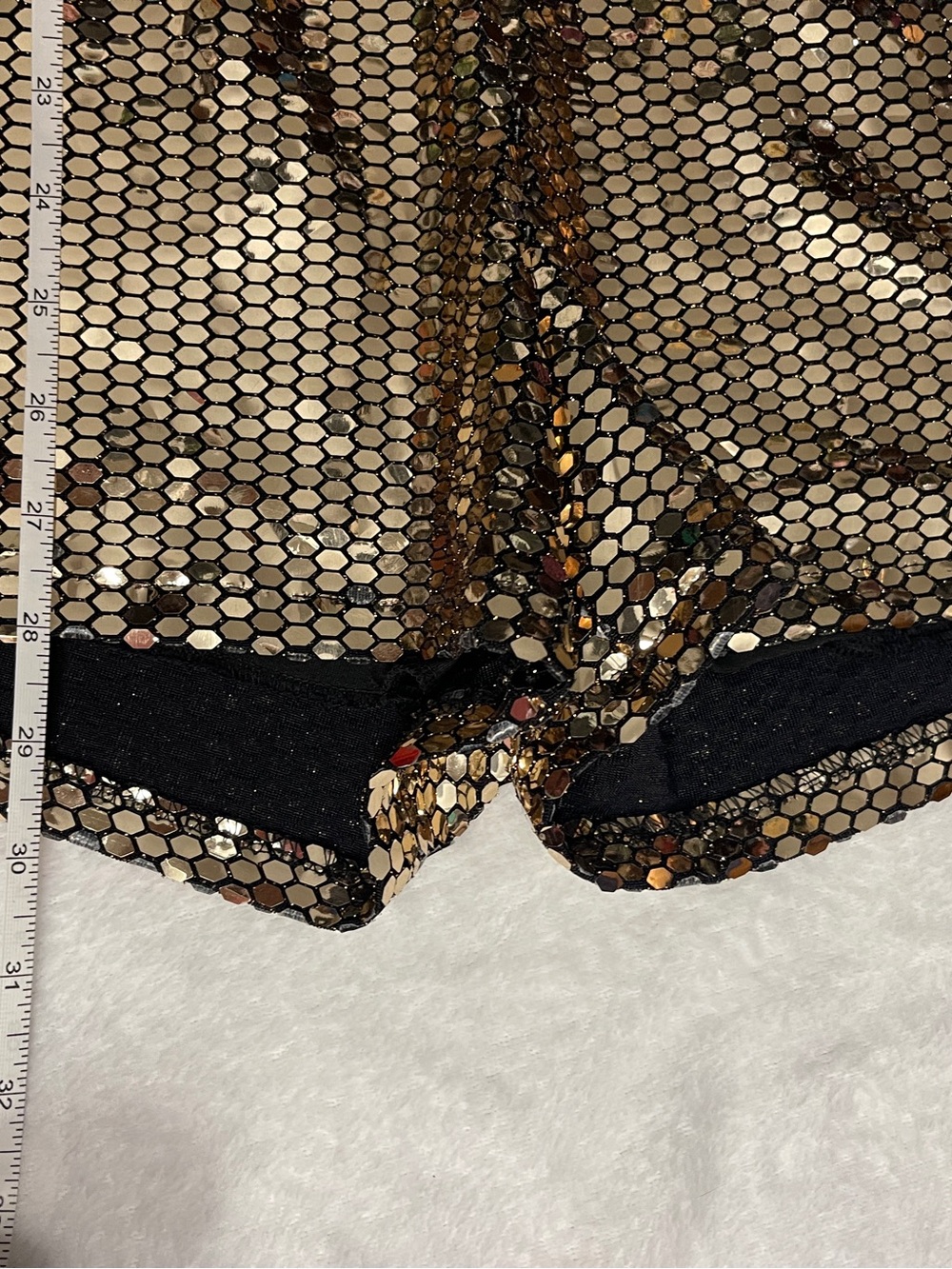 Charlotte Russe Gold Sequin Long Sleeve Romper V-Neck Party Shorts M - Picture 7 of 7